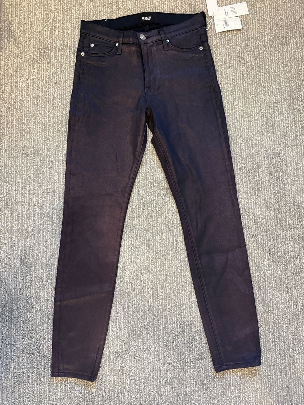 NWT Hudson Nico Midrise Super Skinny Coated Jeans Women’s Sz 30 Purple Made USA